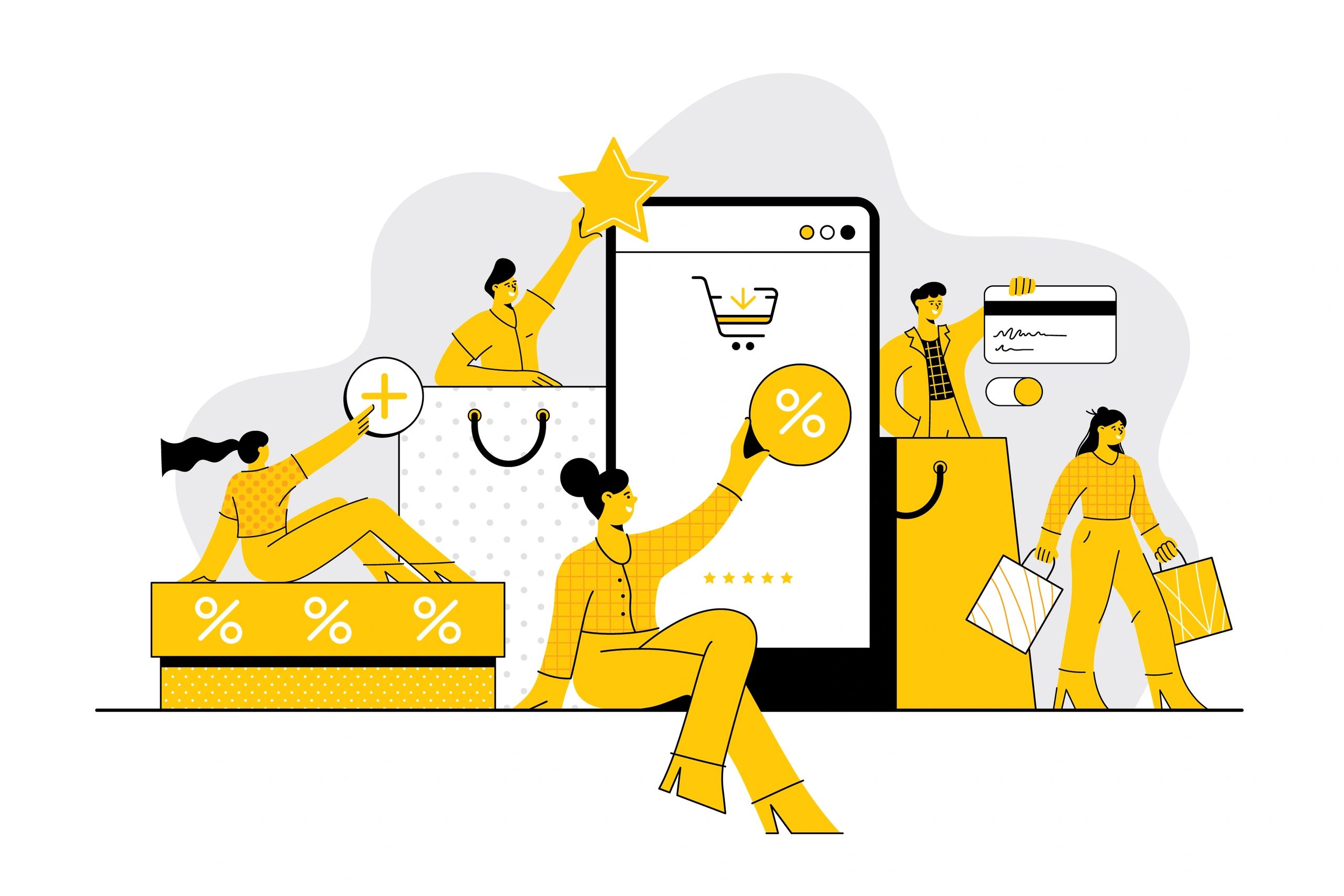 online shopping discounts modern illustration