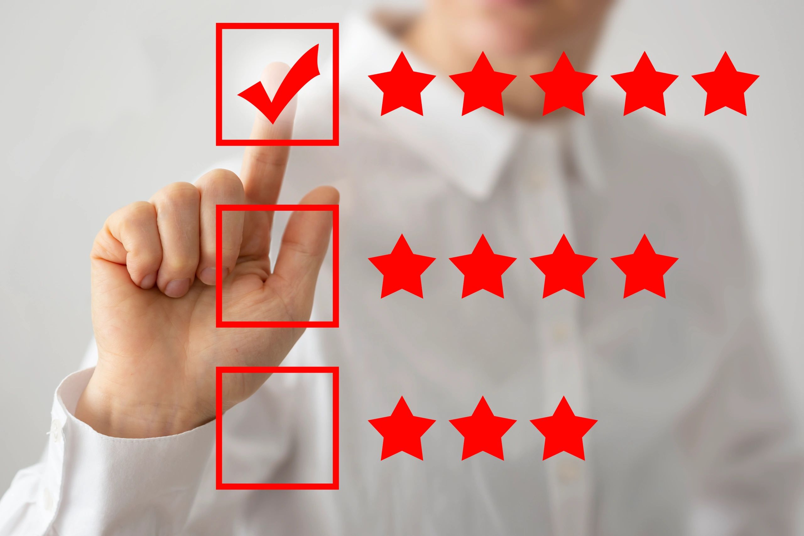 customer giving positive review testimonial