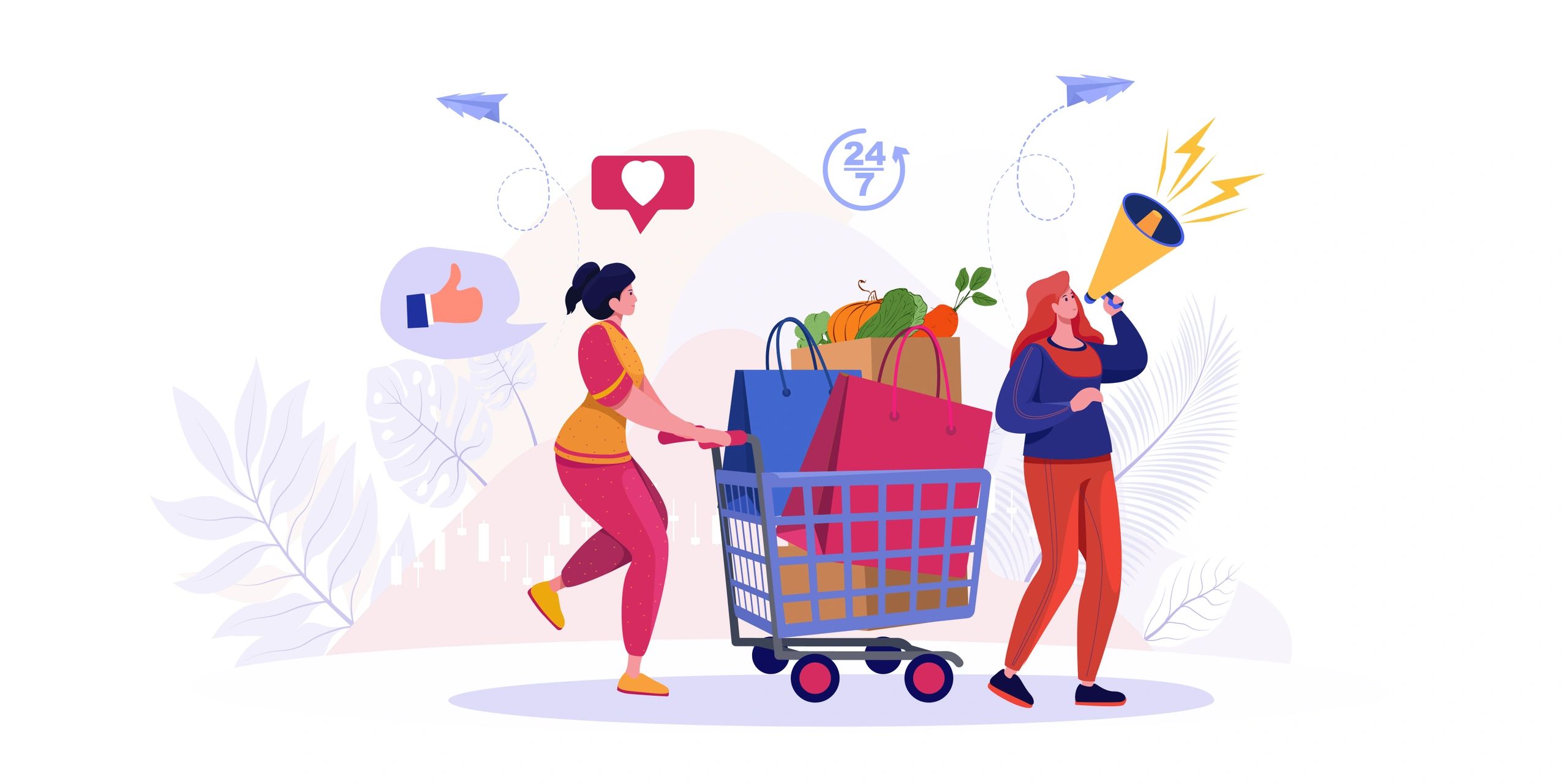 online shopping discounts modern illustration